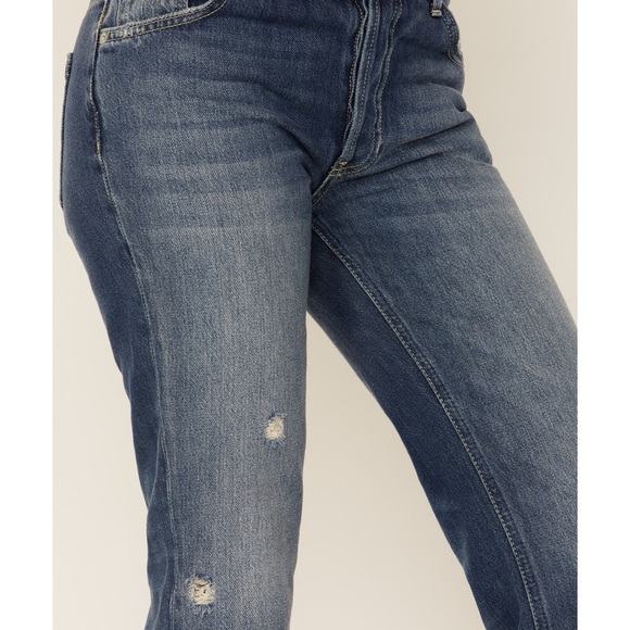 Free People Women's Straight Up Baggy Medium Wash High Rise Jeans #OB1463178 - Picture 4 of 12